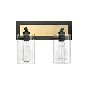 Gasol 2-Light Bathroom Vanity Light in Matte Black with Vintage Brass