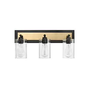 Gasol 3-Light Bathroom Vanity Light in Matte Black with Vintage Brass