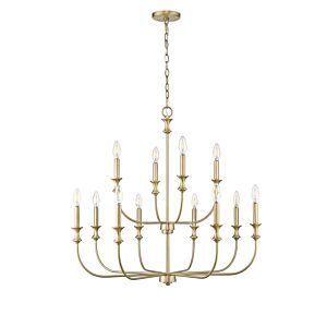 Savanne 12-Light Chandelier in Vintage Brass