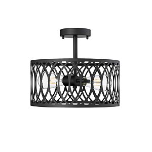 Arelyn 2-Light Semi-Flush Mount in Matte Black