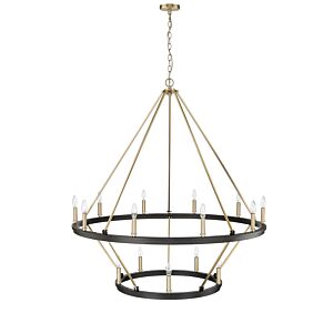 Carruth 15-Light Chandelier in Matte Black with Modern Gold