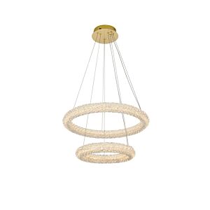 Bowen 2-Light LED Chandelier in Satin Gold