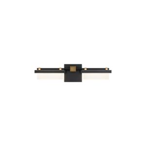 Two Fold 1-Light LED Bathroom Vanity Light in Black with Aged Brass