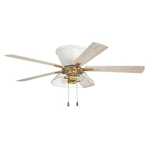 Insight 2-Light 52" Hanging Ceiling Fan in White with Satin Brass