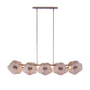 Poppy 5-Light Island Pendant in Pearlized Antique Brass