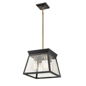 Lucian 4-Light Chandelier in Black and Brushed Brass