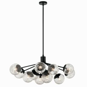 Silvarious 12-Light Linear Chandelier Convertible in Black