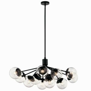 Silvarious 12-Light Linear Chandelier Convertible in Black