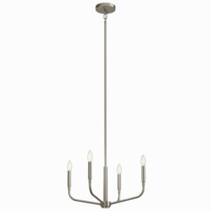 Madden 4-Light Chandelier with Semi-Flush Mount in Brushed Nickel