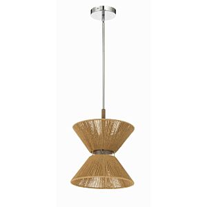 Serena 1-Light Pendant in Chrome with Walnut