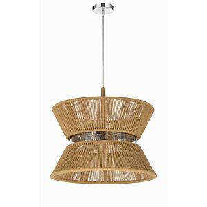Serena 6-Light Pendant in Chrome with Walnut