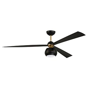Otto 1-Light 60" Hanging Ceiling Fan in Flat Black with Satin Brass