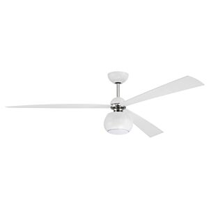 Otto 1-Light 60" Hanging Ceiling Fan in White with Polished Nickel