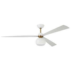 Otto 1-Light 60" Hanging Ceiling Fan in White with Satin Brass
