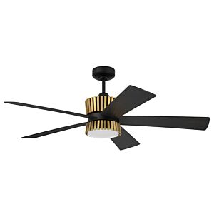 Theiry 1-Light 52" Hanging Ceiling Fan in Flat Black with Satin Brass