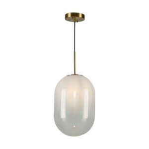 Vita 1-Light Pendant in White, Brass