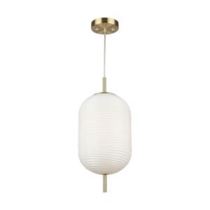 Vita 1-Light Pendant in White, Brass