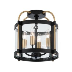 Bonita 4-Light Flush Mount in Black and Brushed Brass