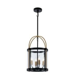 Bonita 4-Light Pendant in Black and Brushed Brass