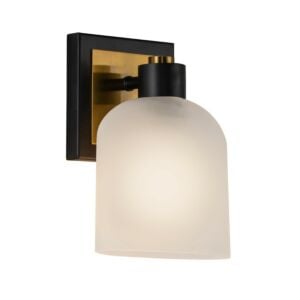 Lyndon 1-Light Bathroom Vanity Lightroom Sconce in Black and Brushed Brass