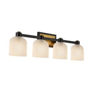 Lyndon 4-Light Bathroom Vanity Lightroom Vanity in Black and Brushed Brass