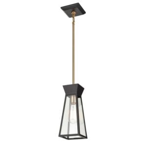 Lucian 1-Light Pendant in Black and Brushed Brass