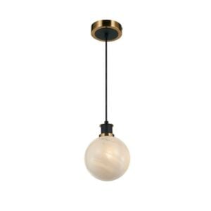 Gem 1-Light Pendant in Black and Brushed Brass