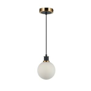 Gem 1-Light Pendant in Black and Brushed Brass