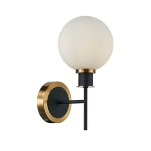 Gem 1-Light Wall Sconce in Black and Brushed Brass