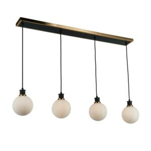 Gem 4-Light Island with Pool Table in Black and Brushed Brass