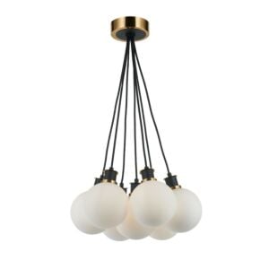 Gem 7-Light Pendant in Black and Brushed Brass