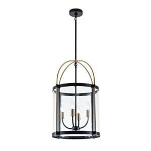 Bonita 4-Light Pendant in Black and Brushed Brass