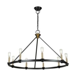 Notting Hill 9-Light Chandelier in Black and Brushed Brass