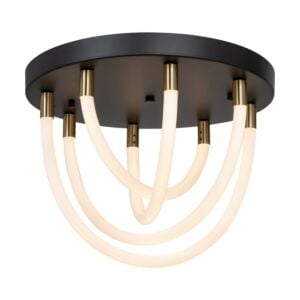 Cascata 4-Light LED Flush Mount in Black and Brushed Brass