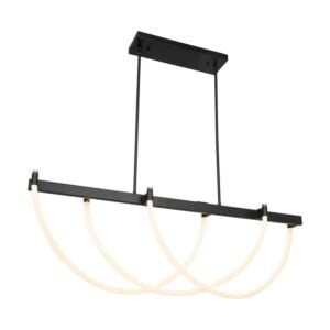 Cascata 3-Light LED Island Pendant in Black and Brushed Brass