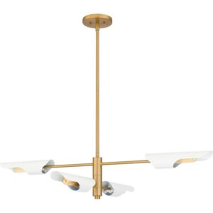 Leoni 4-Light Linear Chandelier in Brushed Weathered Brass