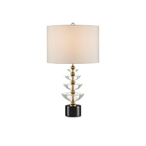 Waterfall 1-Light Table Lamp in Clear with Natural with Brass