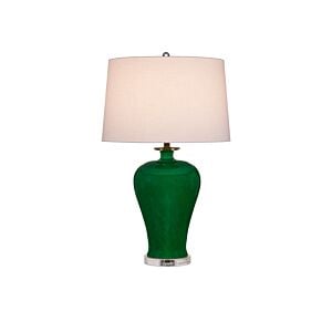 Imperial 1-Light Table Lamp in Imperial Green with Clear with Natural Brass