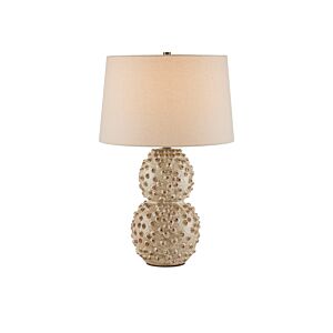 Barnacle 1-Light Table Lamp in Ivory with Brown