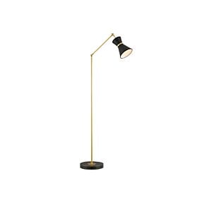 Avignon 1-Light Floor Lamp in Polished Brass with Oil Rubbed Bronze with Black