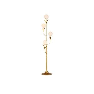 Rossville 4-Light Floor Lamp in Contemporary Gold Leaf with Frosted White