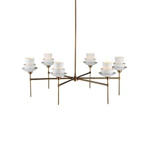 Etiquette 6-Light Chandelier in Antique Brass with White