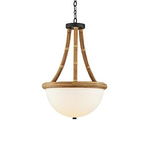 Morningside 1-Light LED Semi-Flush Mount in Natural with Frosted White with Satin Black