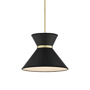 Avignon 1-Light Pendant in Black with Polished Brass