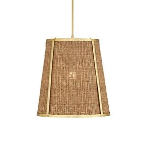 Deauville 1-Light Pendant in Natural with Polished Brass