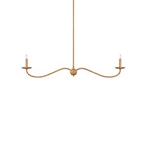 Saxon 2-Light Chandelier in Saddle Tan with Natural