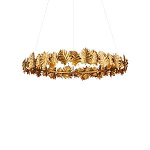 English Oak 1-Light LED Chandelier in Gold Leaf