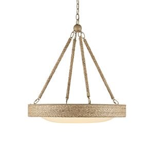 Hopscotch 1-Light Chandelier in Natural with Frosted White with Beige with Sugar White