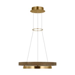 Grace 1-Light LED Chandelier in Natural Brass with Weathered Oak