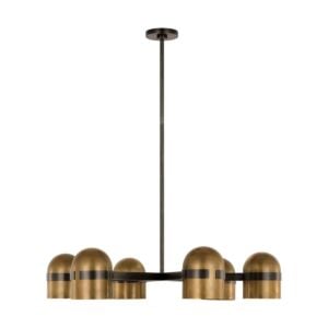 Octavia 6-Light LED Chandelier in Blackened Bronze with Bright Worn Brass